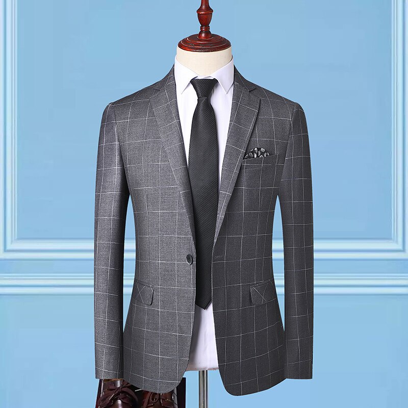 Groom wedding suit two-piece suit business lattice slim blazer large size brand men's business banquet high-end suit suit