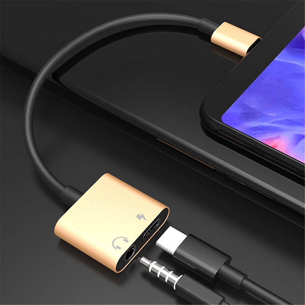 Nowy 2 w1 metalowy kabel USB C robić gniazda 3.5 typ C adapter robić Huawei P40 30 zawodowiec Xiaomi 10 ładowanie Typec 3.5mm AUX konwerter słuchawkowy: złoto