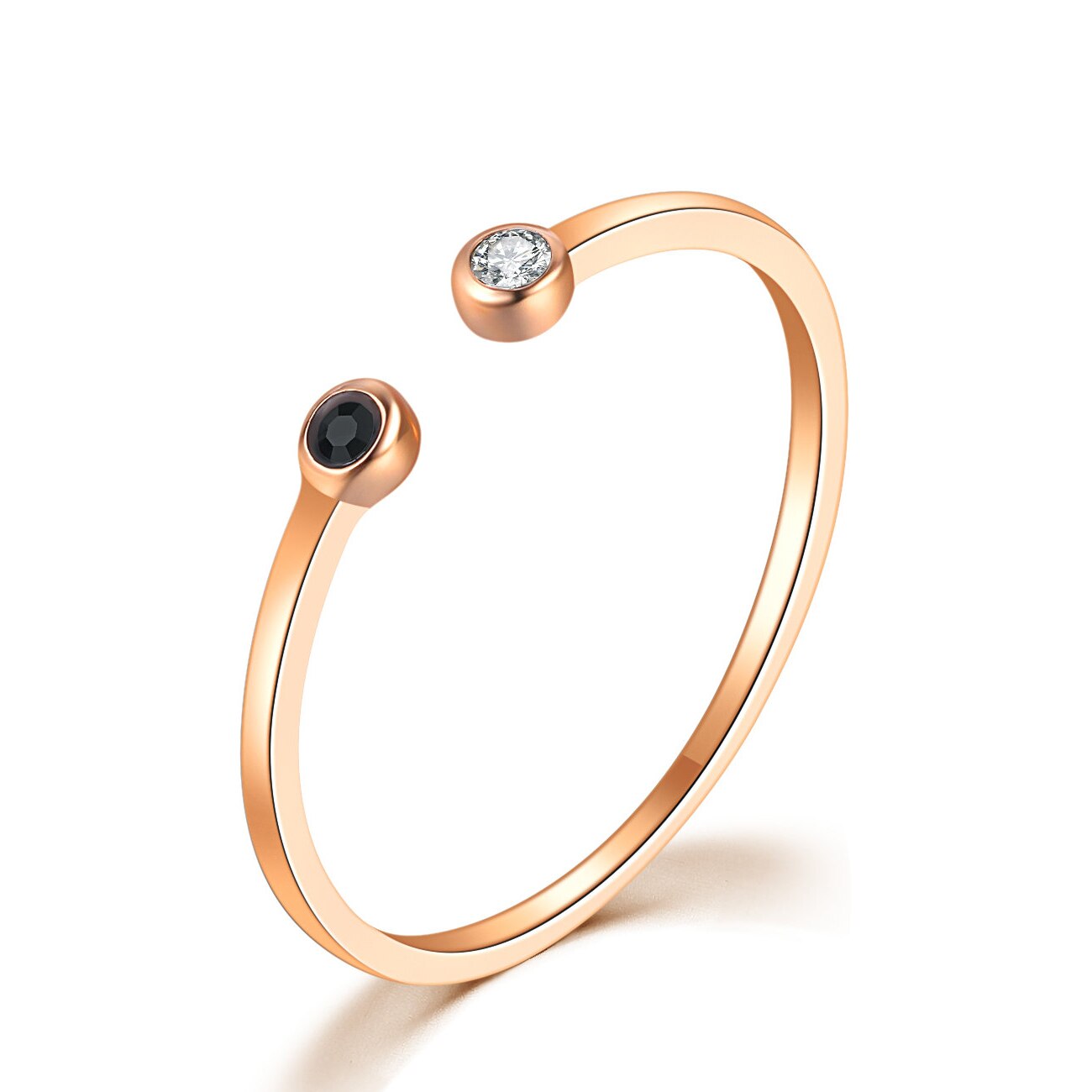 Eenvoudige Open Ringen Rose Goud Kleur Crystal & Acryl Brand Cubic Zirkoon Party Ring Sieraden Voor Vrouwen Ring DFR165