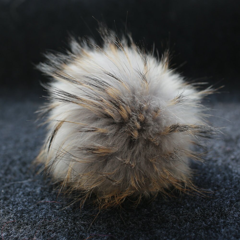 DANKEYISI 5 uds DIY pompones Piel de mapache 13-14cm piel Pom gorro de punto gorros bufandas de llavero de piel Real pompones Bola de piel: 15