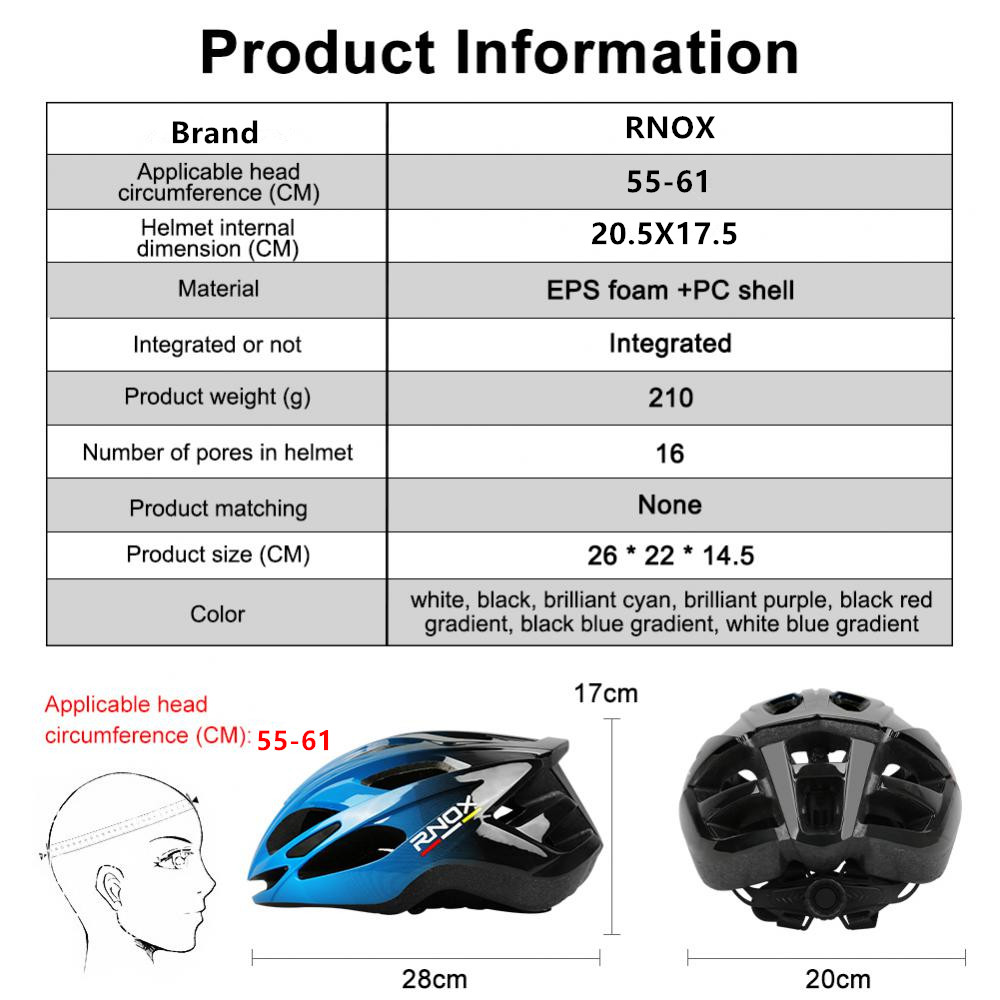 RNOX Neuer ultraleichter Fahrradhelm, Sicherheitskappe, Fahrradhelm für Damen und Herren, Rennrad, Ausrügestochen, Rennrad, MTB, Erwachsene, Fahrradhelme