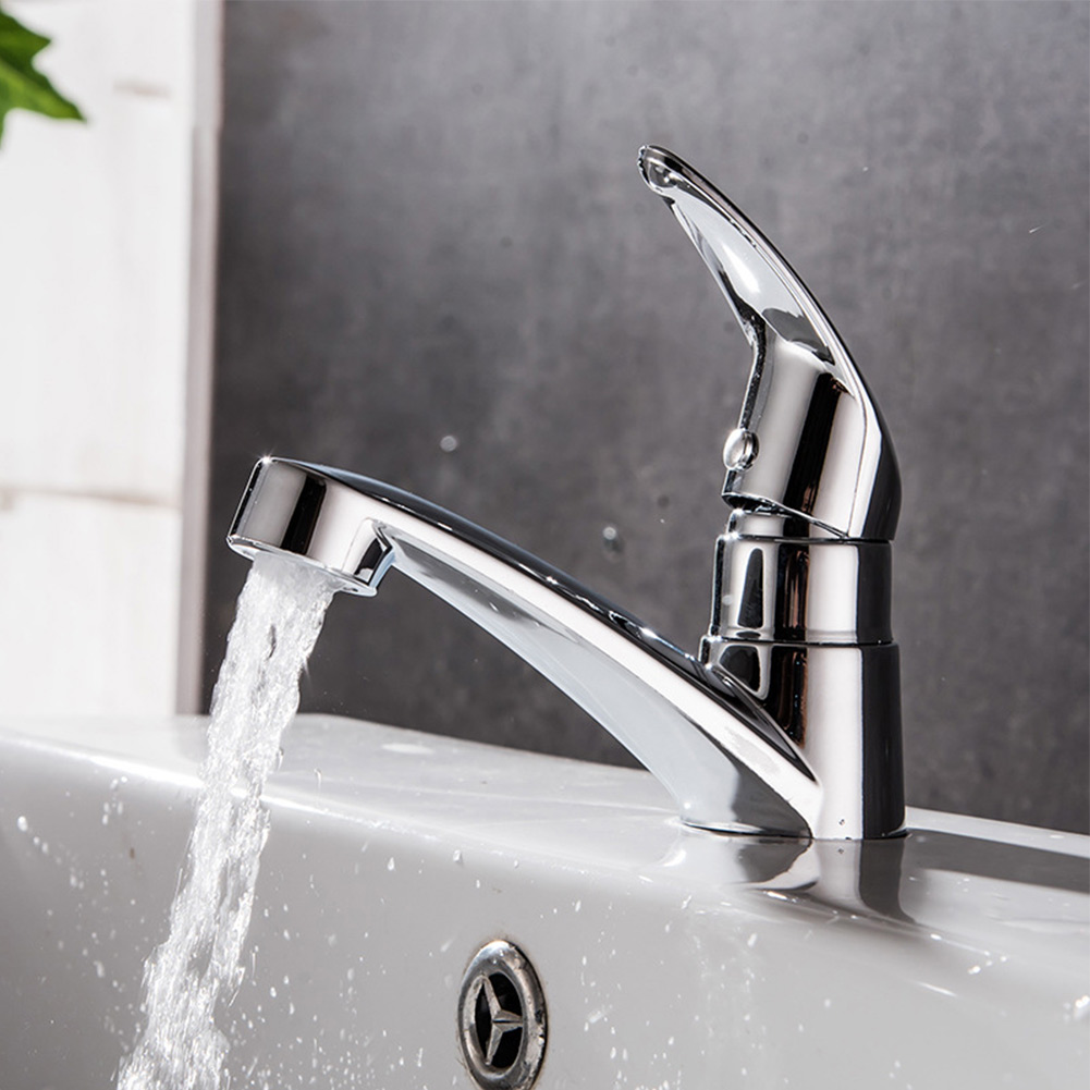 Badkamer Wastafelkranen Enkele Koudwaterkraan Zilver Badkamerkranen Enkele Handgreep Badrandcombinaties Wastafelkranen Hardware Accessoires