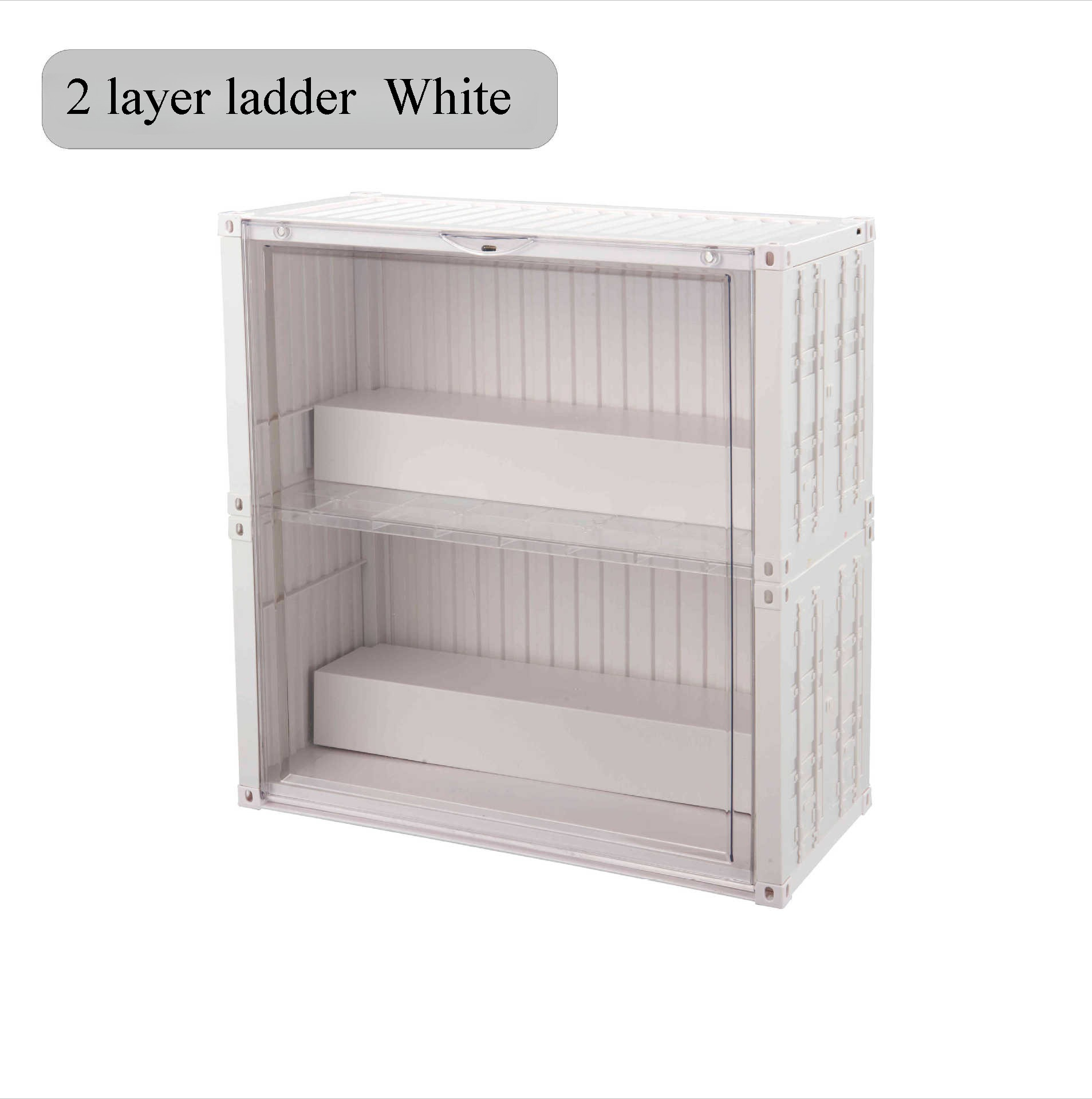 Conteneur jouets boîte de rangement lumières empilées Transparent Figure présentoir boîte aveugle Storag magnétique anti-poussière armoire avec LED: M / Marron