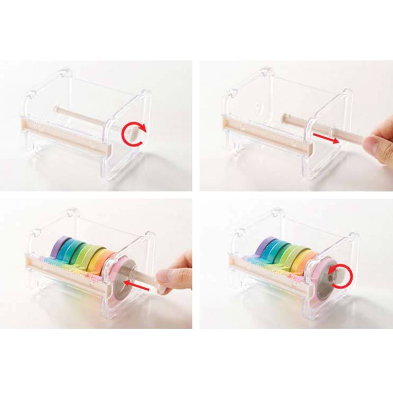 Dispensador de cinta adhesiva para escritorio organizador de mesa transparente para almacenaje con cortador, organizador de escritorio, Accesorio de oficina para el hogar y la escuela