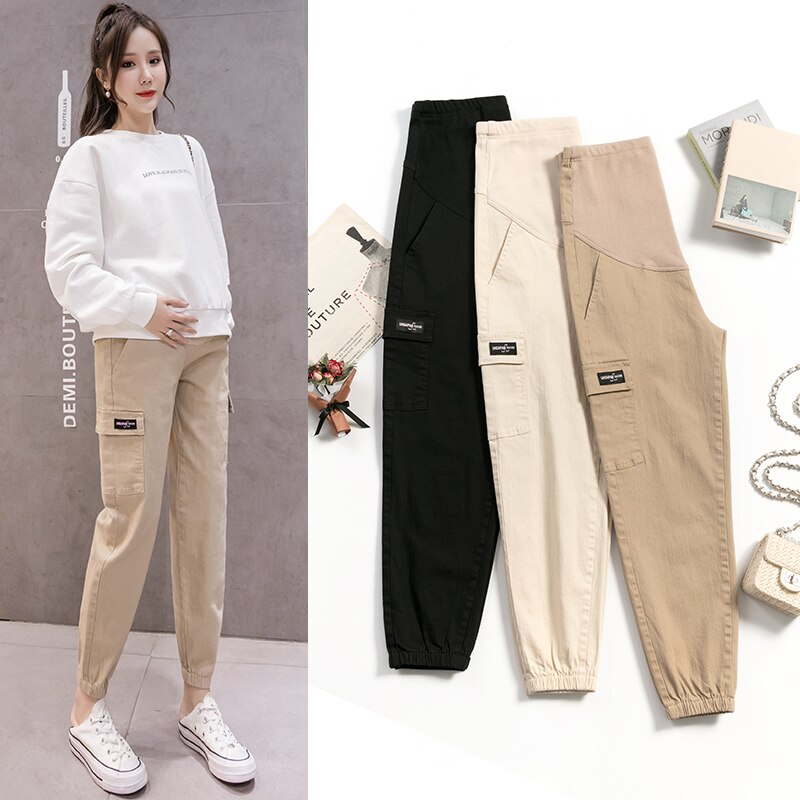 Maternity Overalls Pregnancy Stretch Trousers Pregnant Womens Long Casual Pants Maternity Clothings Elastic Waist Belly Clothes