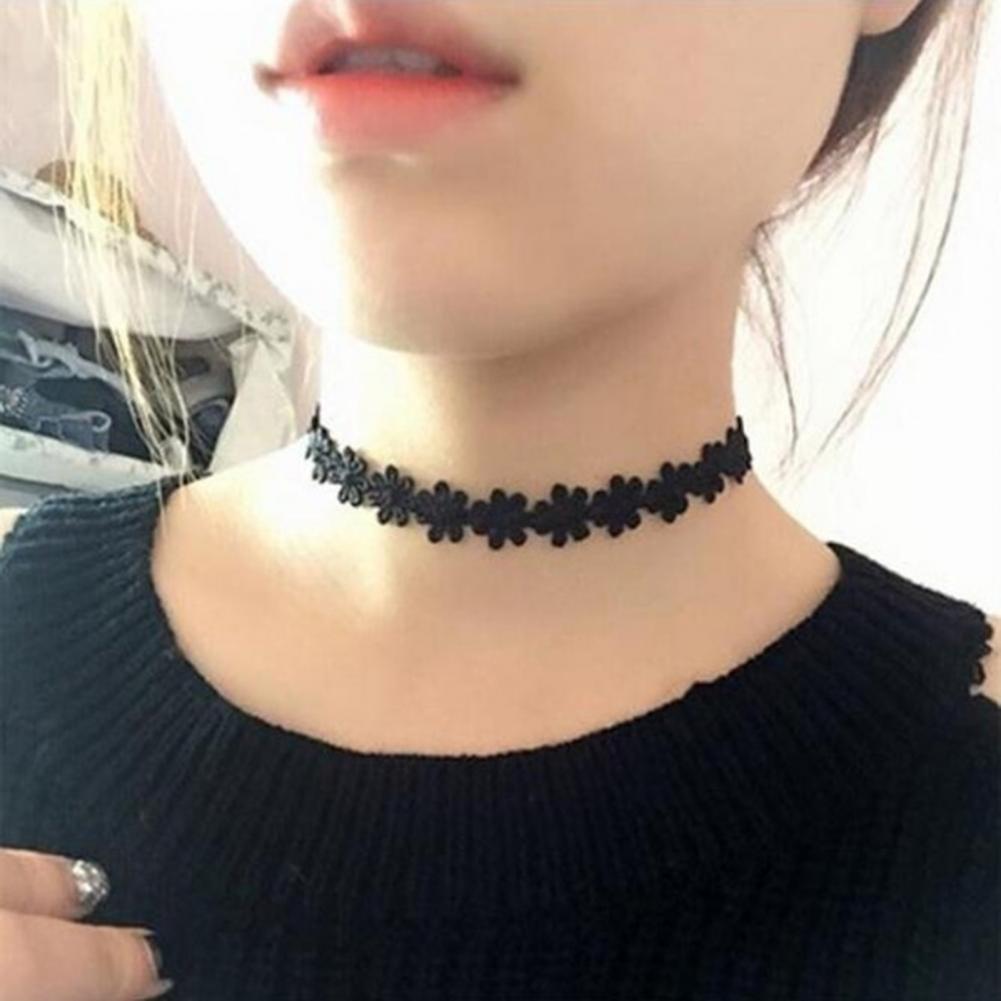 6Pcs Exquisite Lace Decor Choker Ketting Mooie Elastische Polyester Vrouwen Choker Voor Party