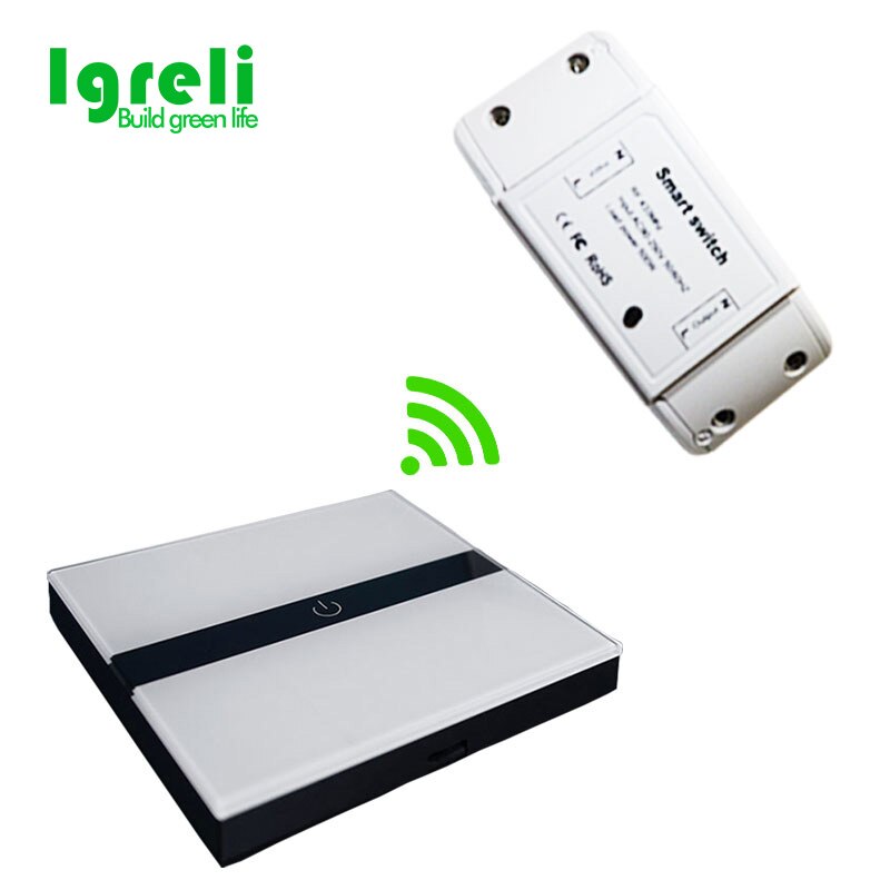 Igreli touch screen lys fjernbetjening stick switch trådløs  rf433 relæ modtager strøm  ac90v-250v 5a sender controller: G -1 bandsæt