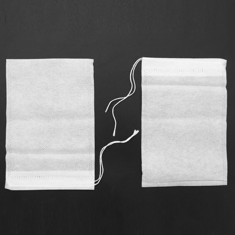 200 Stuks Wegwerp Theefilter Zakjes - 10x15cm Katoen Muslin Trekkoord Filter Zakjes