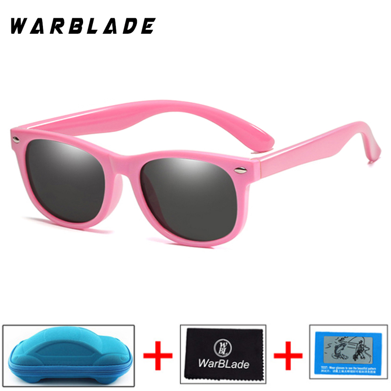 Gafas de sol polarizadas WarBlade para niños, gafas de sol para niños, gafas irrompibles de seguridad de silicona para bebés, gafas UV400 con caja: pink pink