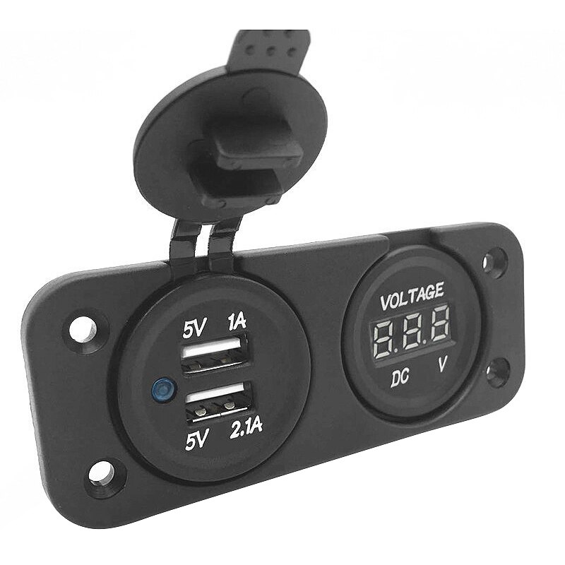 12v/24v auton veneen kaksois-usb-laturin pistorasia jännite led volttimittari meripaneelin auton modifikaatio