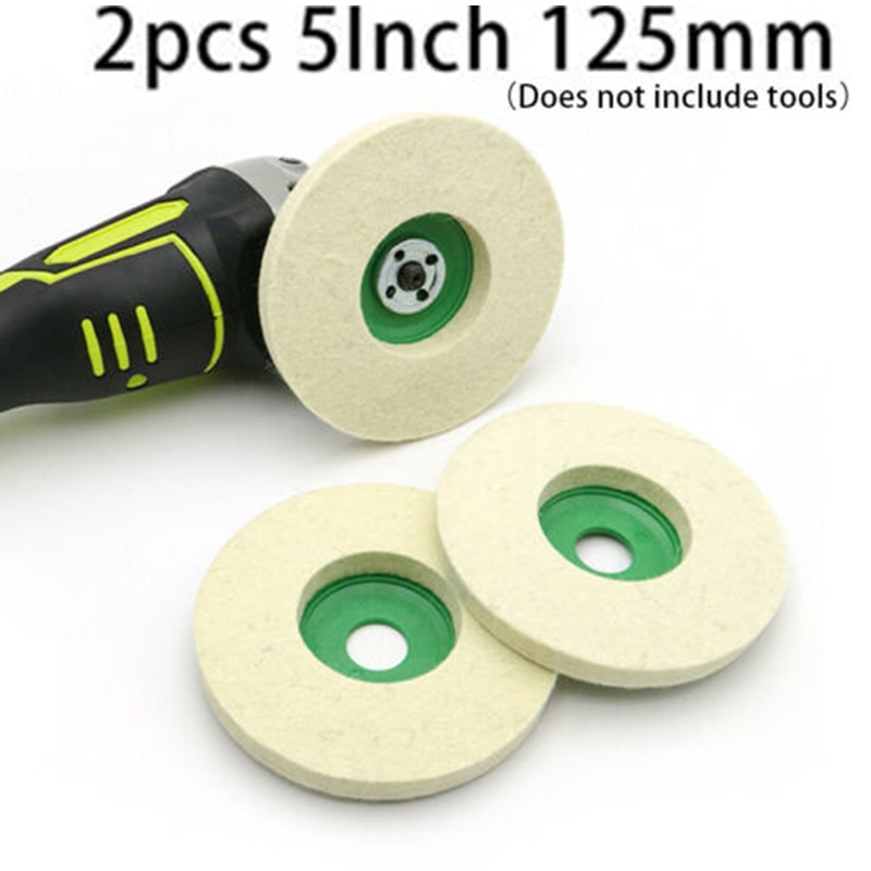 2pcs 125mm 5Inch Wool Buffing Pads Angle Grinder Polishing Wheel Felt Grinding Polishing Disc Pad Kit