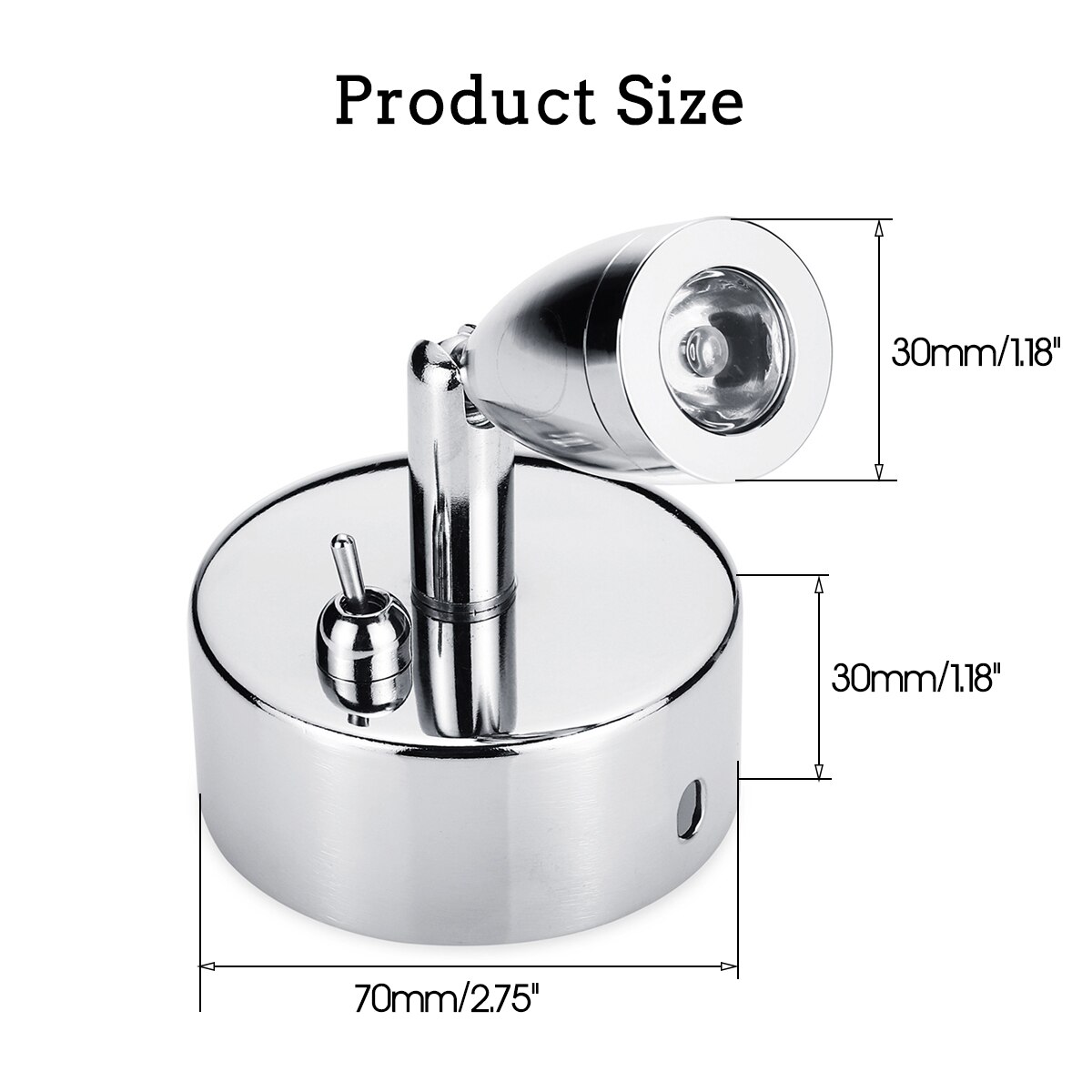 Foco LED giratorio ajustable de 12-24V 180, punto de luz de lectura interior para el hogar, interruptor de palanca para RV, camión, barco, caravana