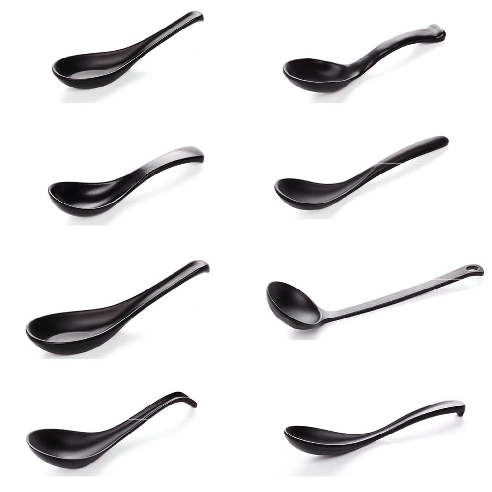 Soup Spoon Black Matte Ladle Spoon Japanese Style Hand-Pulled Noodle Tableware Anti-Fall Tortoise Shell Shaped Spoon 1.10
