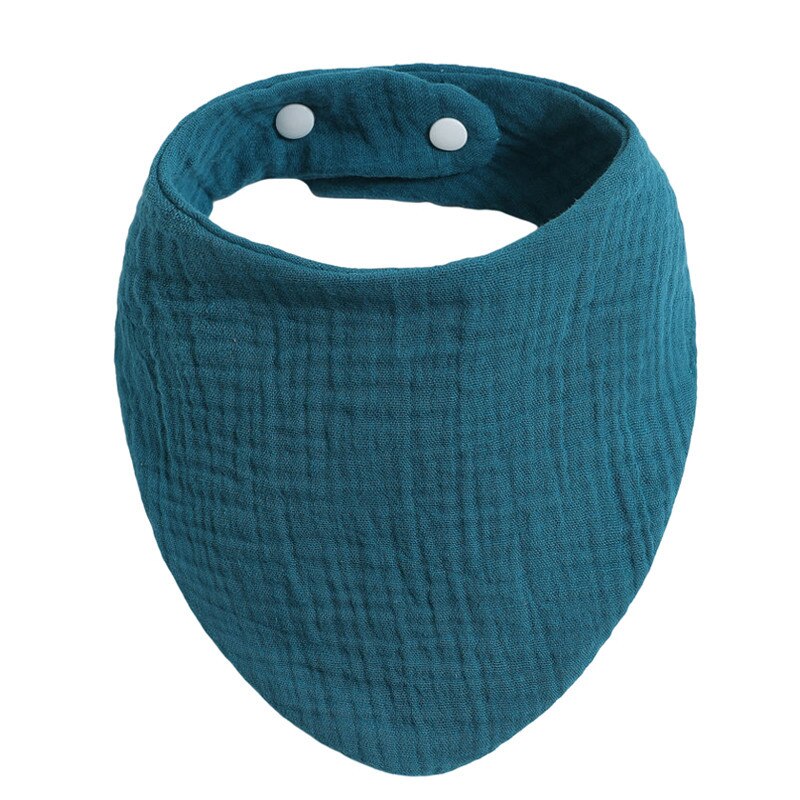 Baby Bibs Infant Soft Cotton Bib Newborn Solid Color Stripe Snap Button Triangle Saliva Towel Boy Girls Feeding Drool Burp Cloth: Dark Blue