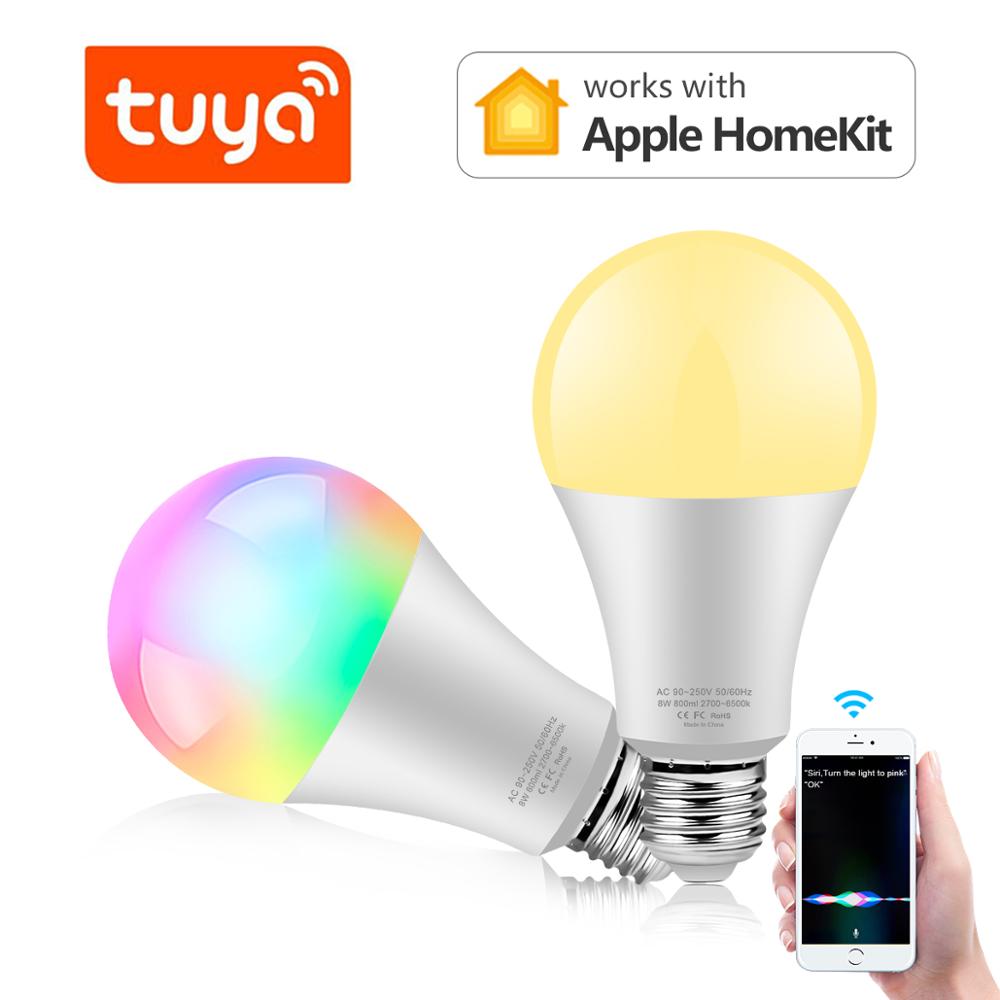 Tuya smart life led wifi neon pære lampe  e27 16 millioner drømme farver æble homekit siri ekko vioce kontrol smart lys  ac85-265v