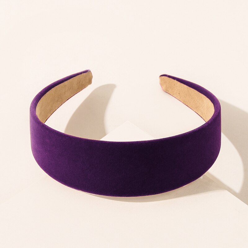 Diadema de terciopelo para mujer, diadema de Lazo Rojo de vino negro, bandanas de franela, de Color sólido coletero, accesorios de pelo elegantes: Morado