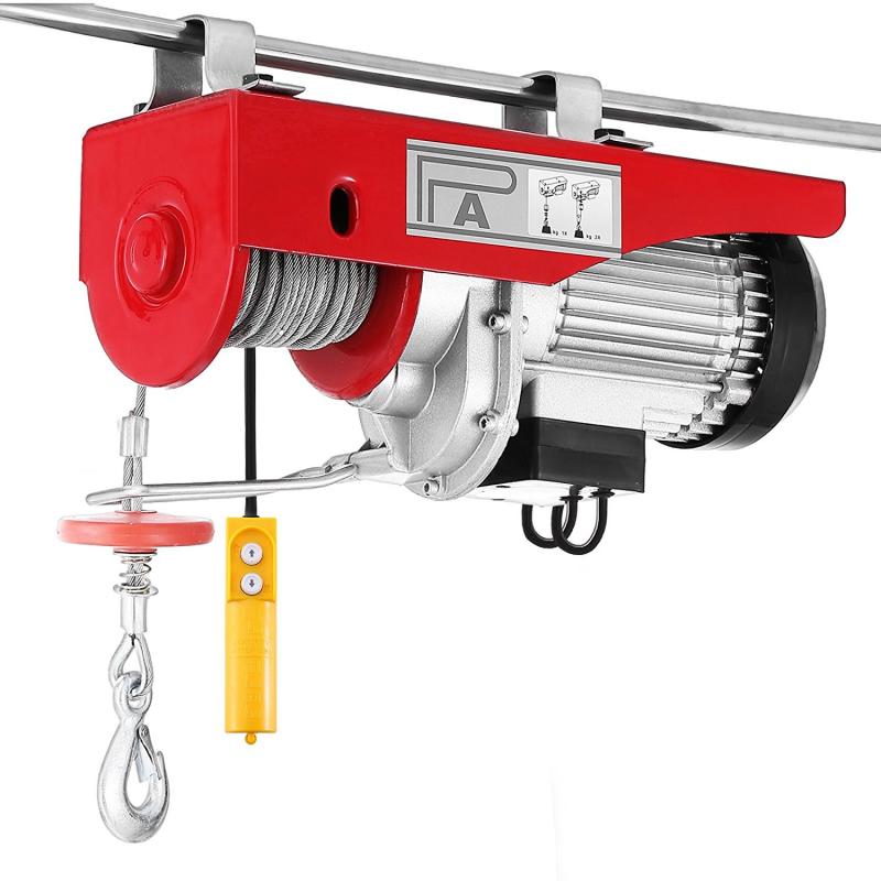 Polipasto eléctrico de 200kg con elevador de coche eléctrico, grúa doméstica de 230V, Motor de cabrestante eléctrico de 500W, tipo acero rojo