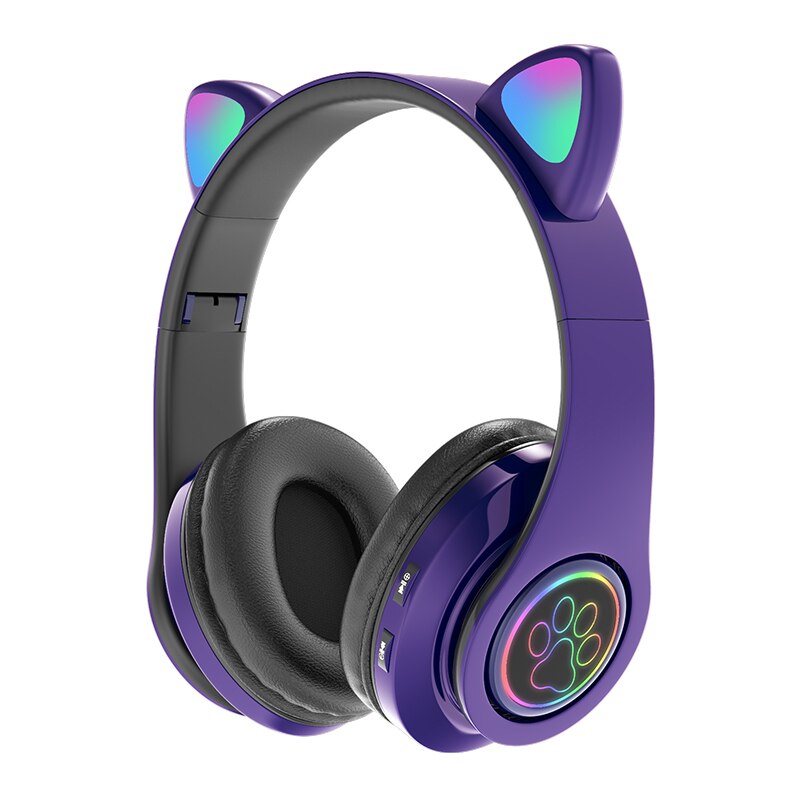 Roze Gaming Led Kat Ear Hoofdtelefoon Bluetooth Noise Cancelling Kids Meisje Headset Ondersteuning Tf-kaart Fm Radio Met Microfoon Draadloze + Bedrade: 07