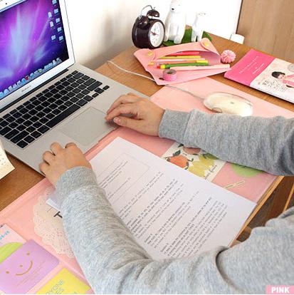Korea kawaii slik farve kontormåtte multifunktionel ugeplanlægger arrangør skrivebordsbord opbevaring memomåtte læringsunderlag: Lyserød