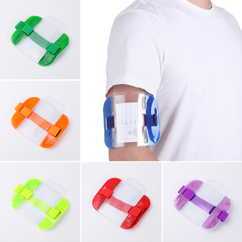 1pc elastyczne ramię zespół uchwyt na identyfikator zdjęcie opaska etui na karty kredytowe przenośna przezroczysta karta pcv organizator wysokiej jakości