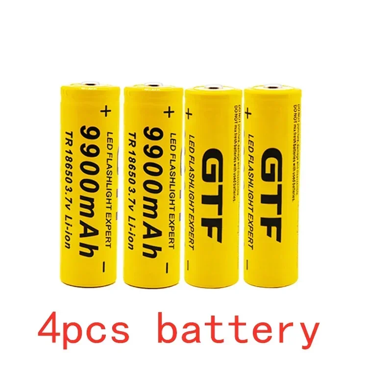 Batería de liion recargable de 3,7 V 9900 mAh para batería de linterna Led al por mayor + cargador USB: Blanco