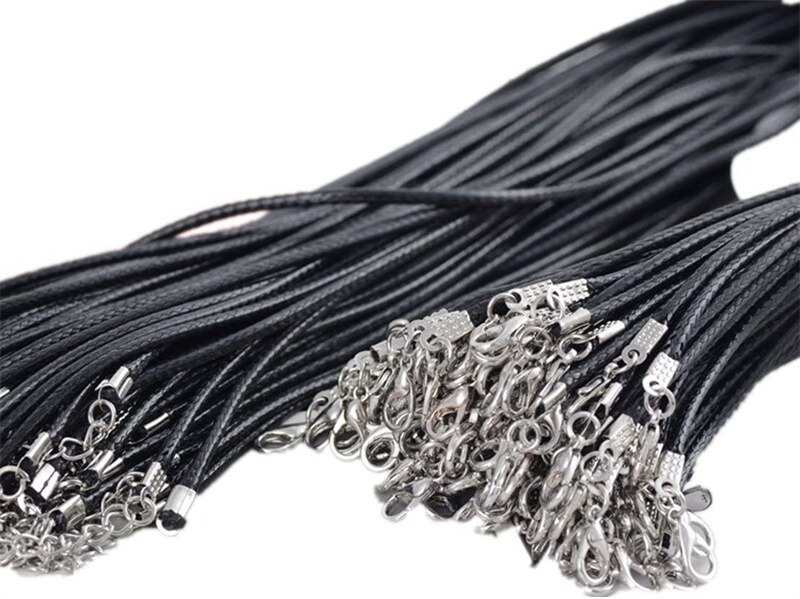 10/20/50 Uds. Colgante de collar de cordón de cadena de cuerda de hilo encerado de cuero colorido para manualidades de joyería de cuerda con cierre de langosta hecho a mano