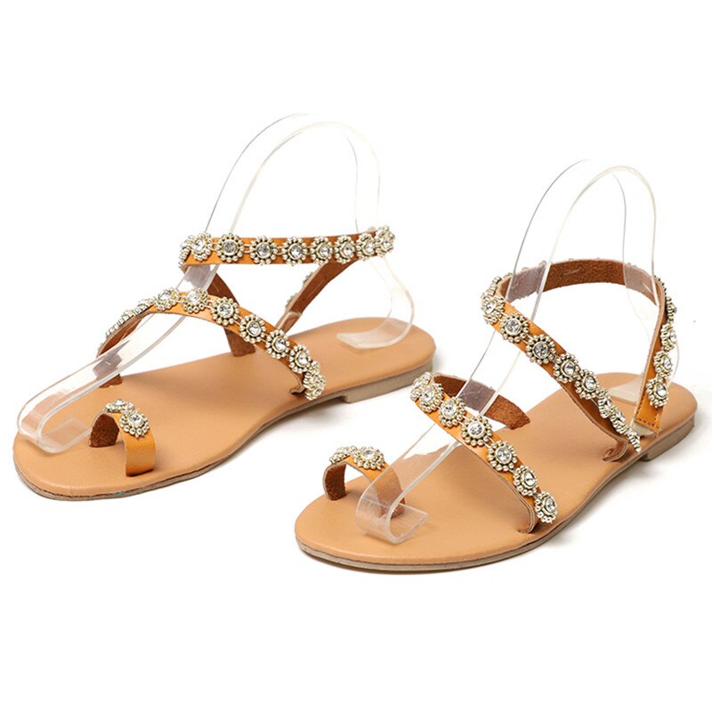 Women Sandals Flip Flops Beach Shoes Woman Crystal Summer Ladies Shoes Large Size Flat Gladiator Sandals for Women 35-43 WSH3322