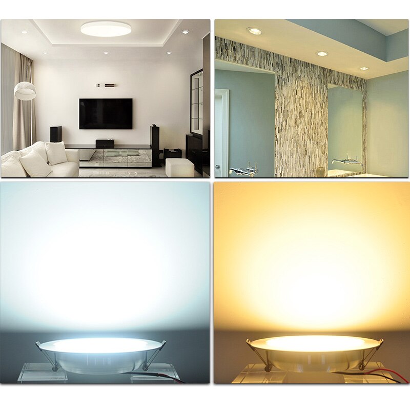 Sølv hvid ultra lys led downlight 3w 5w 10w 12w 15w 18w tynd rund led loft forsænket spot  ac85 ~ 240v downlight