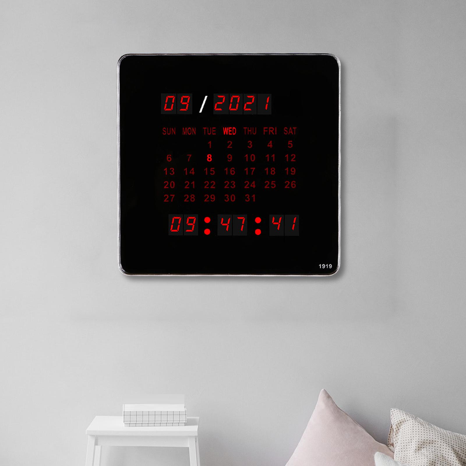 Grote Digitale Wandklok Met Kalender 12/24H Maand Week Datum Jaar Bureauklok Led Display Voor Slaapkamer home Office