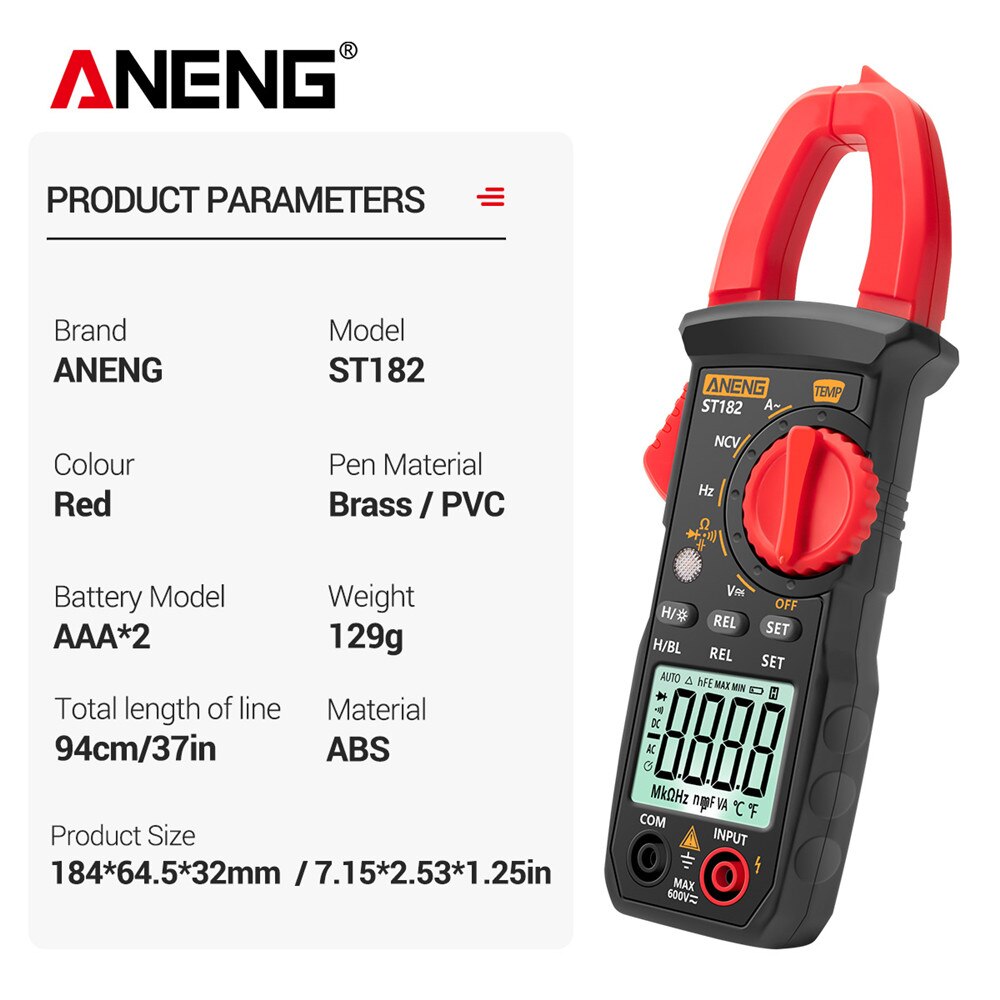 Digitale Clamp Meter AC Strom Multimeter DC/AC Spannung Amperemeter Spannung Tester Amp Hz Kapazität NCV Ohm Test ST182 meter