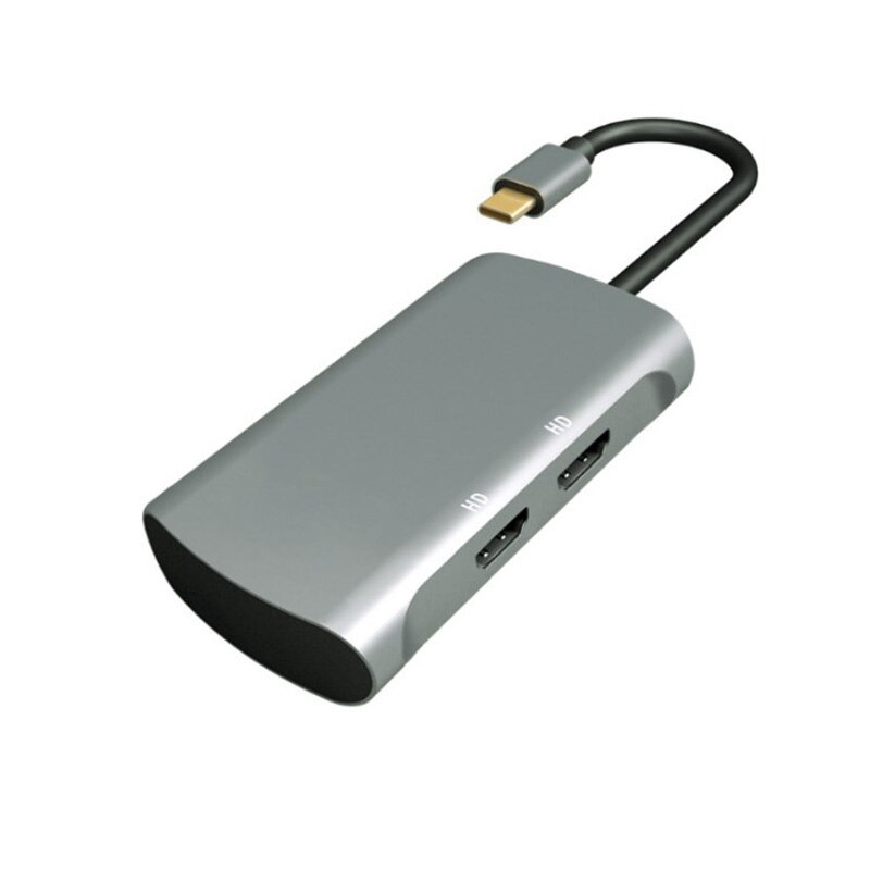 USB C to Dual HDMI Hub Adapter Type C to HDMI Docking Station Converter 4K@60Hz Displays Projection for Laptop: Default Title