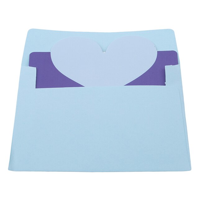 10Pcs/pack 3D Greeting Cards Handmade Heart Shape Paper Cut Valentines Mother's Day Christmas Wedding Card: blue heart on blue