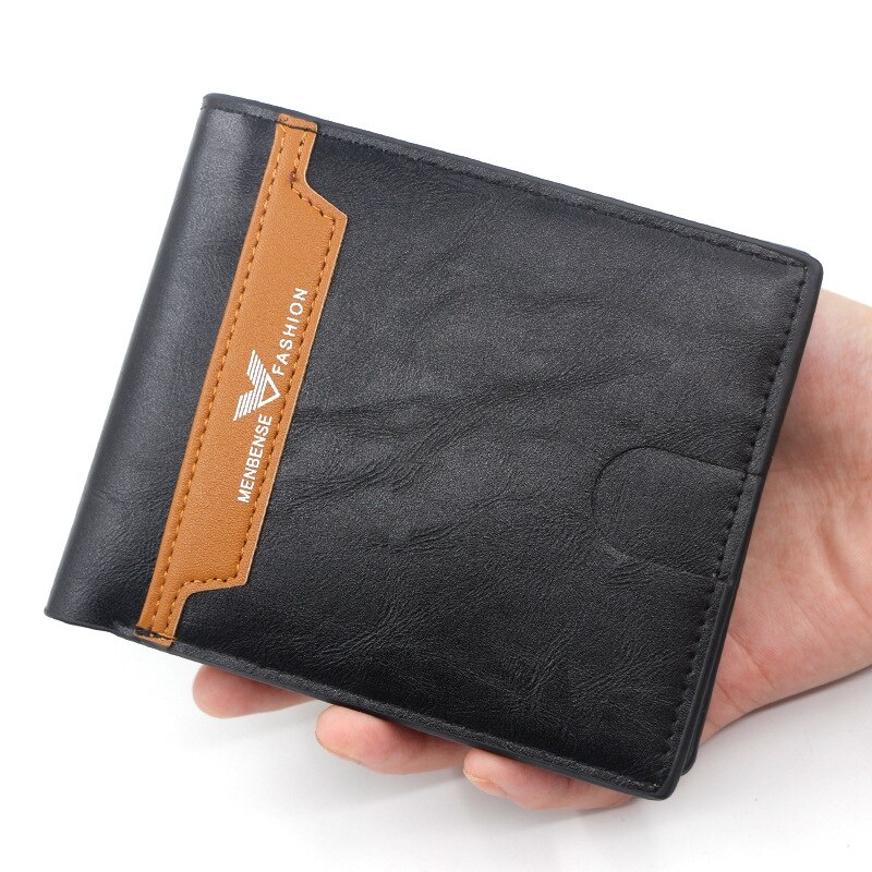 Wallet Mens Leather Casual Men Purse Slim Leather Mini Short Wallet Monedero Hombre Credit Card Trifold Purse Billetera Hombre