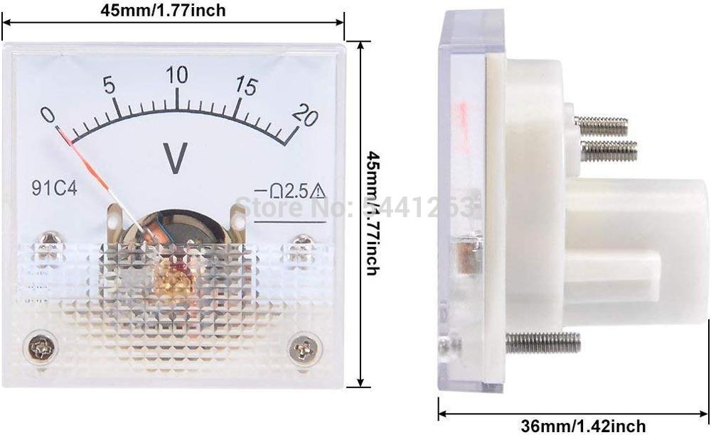 91C4-V DC3V 5V 10V 15V 20V 30V CC 0-50V 100V 150V 250V puntero Panel analógico medidor de voltaje voltímetro 2.5% margen de Error