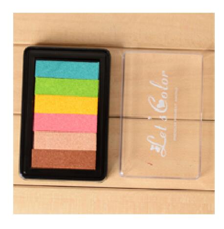 1pc Safety Non-Toxic Ink Pad Rainbow Color Inkpad Rubber Stamp Oil Based for Children's Finger Print DIY Art Kids: B