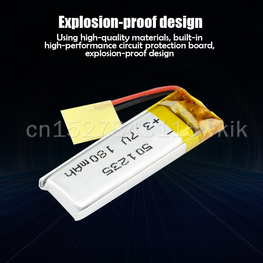 Batería recargable de polímero de litio para cepillo de dientes eléctrico MP4, 501235, 3,7 V, 180mAh, grabadora de voz, auriculares Bluetooth