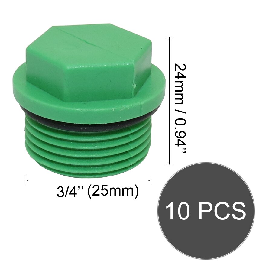 MUCIAKIE G1/2 G3/4 G1'' Male Threaded PPR End Cap Plug Pipe Fittings BSP Water Tubing Stopper Prevent Leakage Choke Plug: Bx10PCSxAB804C