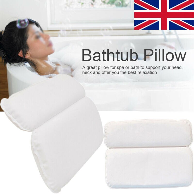 Luxury Spa Bath Pillow Head/Neck/Back Support Bathtub Cushion w/ Suction Cups