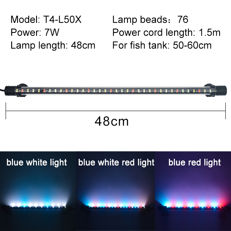 Aquarium Light LED Waterproof Fish Tank Light Underwater Fish Lamp Aquariums Decor Lighting Plant Grow Lamp 18-58CM 220-240V: 48cm