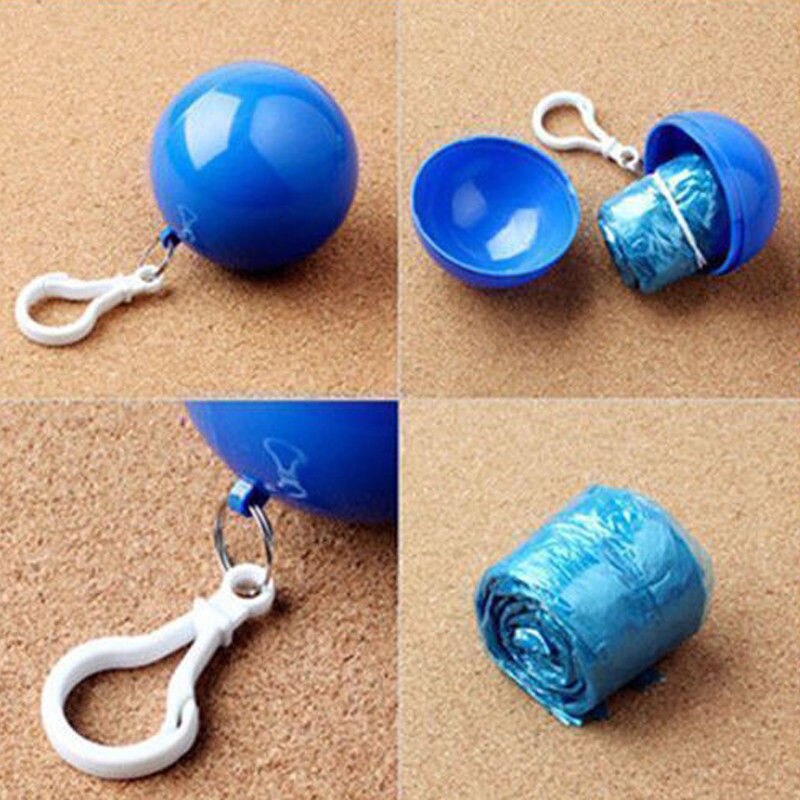 Impermeable portátil mujeres hombres al aire libre impermeable desechable Camping con capucha Ponchos plástico llavero bola lluvia cubierta Unisex
