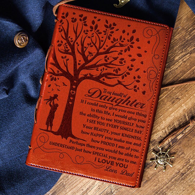 A mi hija de mamá/papá, diario de cuero grabado, cuaderno con marcapáginas, libro de diario de negocios de viaje, , suministros de papelería: DAD