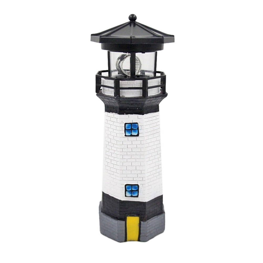 LED Rotating Lighthouse Light Landscape Light Waterproof Outdoor Solar Light Decorative Lamp Ornament For Garden Yard Solar Lamp: Black