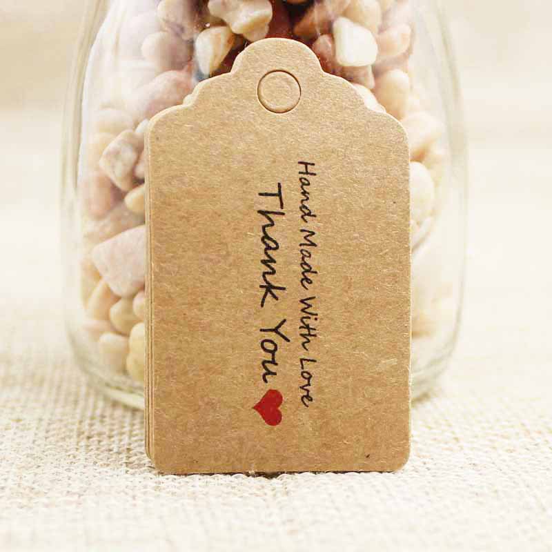 100 Stks Batch DIY Power Paper Tags Framed Rectangle Christmas Favour Birthday Party Card Label 5x3cm Multifunctional: thank you 
