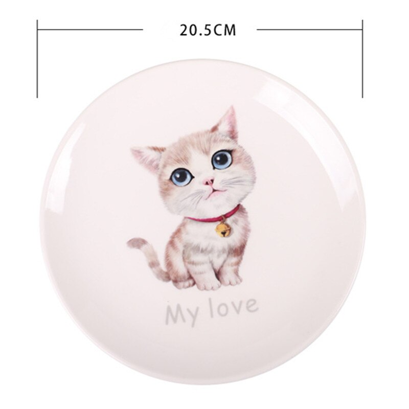 1 Piece ceramic cat dinner plates sets 8 inch dishes and plates sets steak cartoon tableware breakfast fruit tray