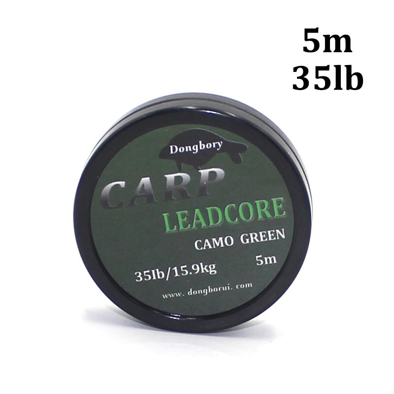 5m carpa linha de pesca chumbo núcleo helicóptero carpa equipamento de cabelo broca 12 trança fio líder linha equipamento de pesca diy acessórios: Green-35LB