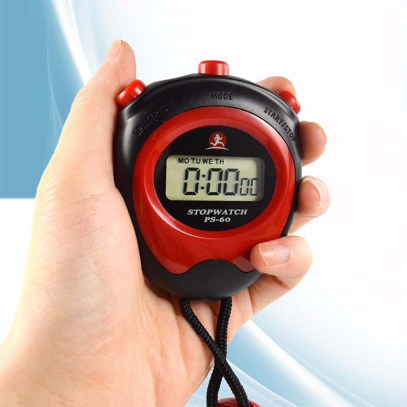 1/5pcs Running Training Sports Handheld Timer Digital LCD Chronograph Stopwatch Alarm Clock Counter: Red-1pcs