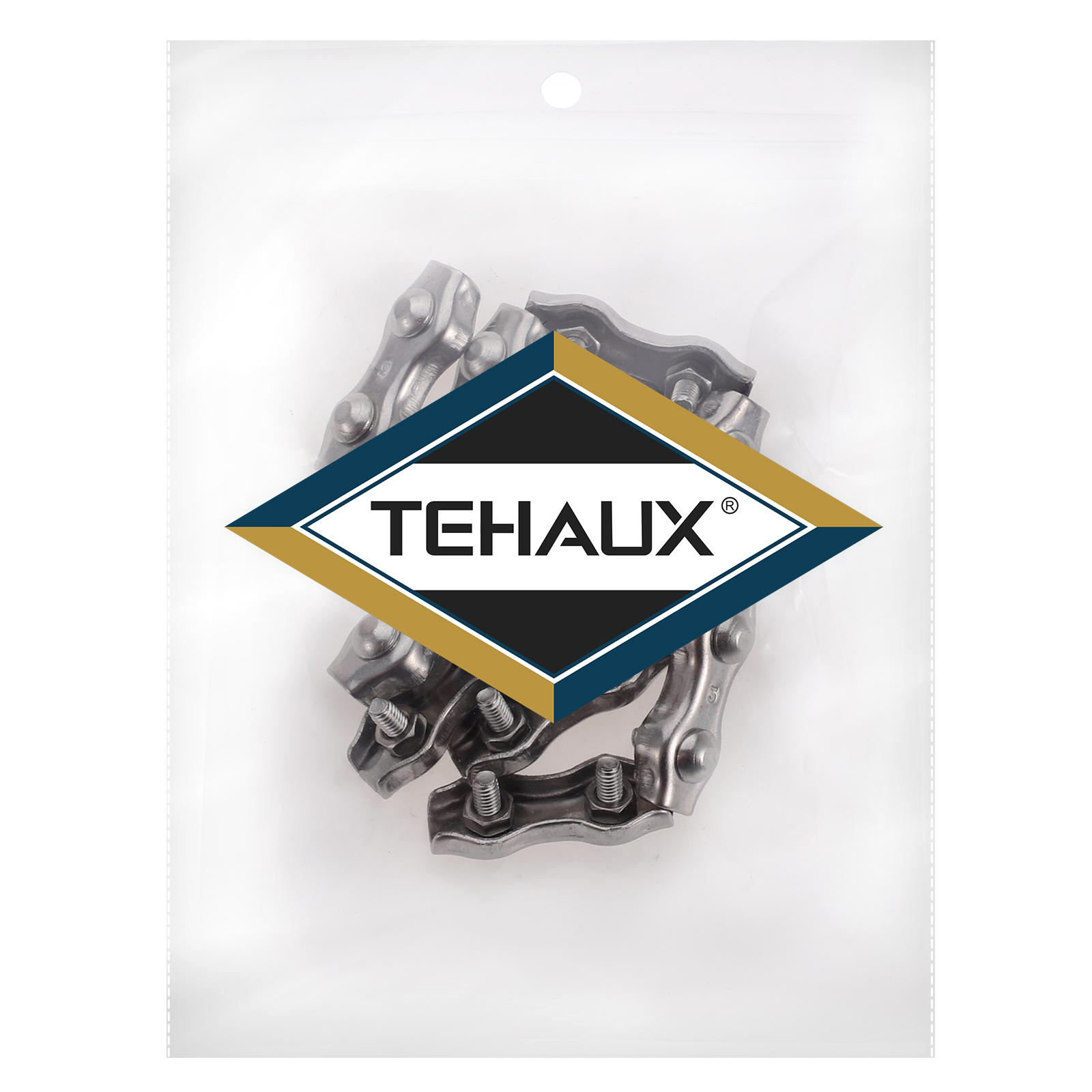 TEHAUX 10pcs Stainless Steel Duplex Bolt Cable Clamps Cable Grips Clips Wire Cable Clamps Rope Connectors