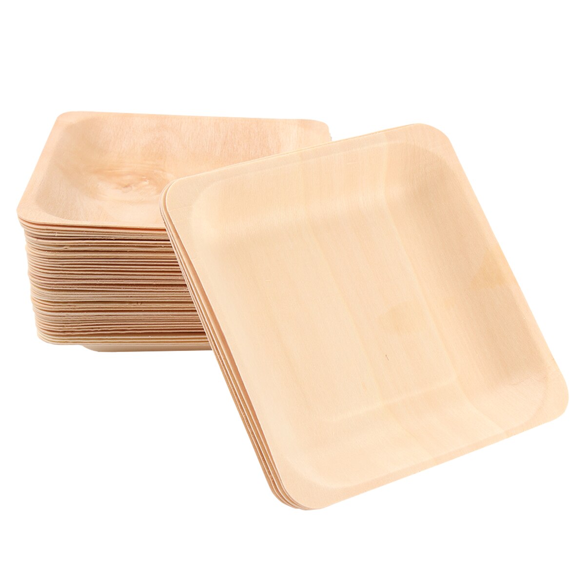50Stck Einweg Holz Platte Quadrat Geschirr Party Platten für Hochzeit Restaurant Picknick Geburtstag: Ursprünglich Titel