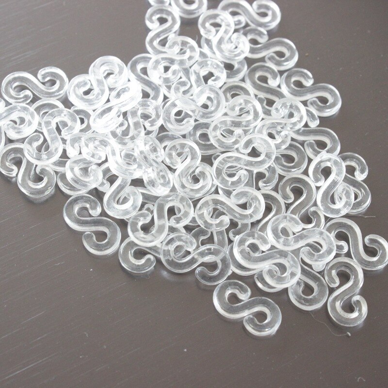 400Pcs Transparante Plastic S C Clips Gemengde Kleur Loom Elastiekjes Voor Diy Armband Kleurrijke Sluitingen Armband Kinderen Sieraden: Transparent S