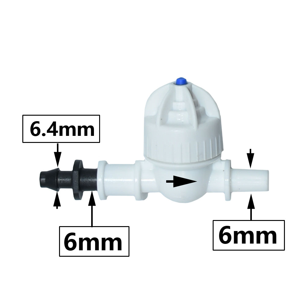 Anti drip misting valve Inner hole 6mm to 6mm Outer hole irrigation water valve for Greenhouse hanging sprinkler 100pcs: WHITE